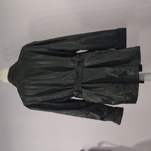 Black Button Up and Waist Tie Rain Jacket 20W Naji Sportswear - Picture 4 of 7